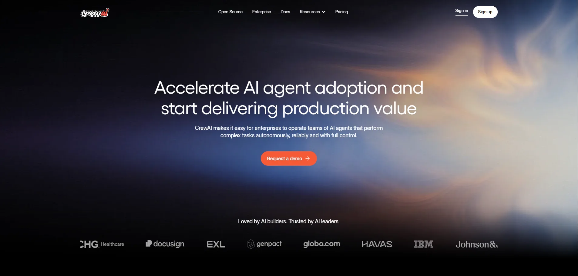 CrewAI AI agent framework homepage interface