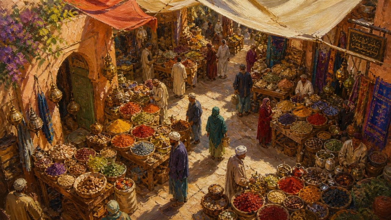 Spice Market in Vibrant Colors